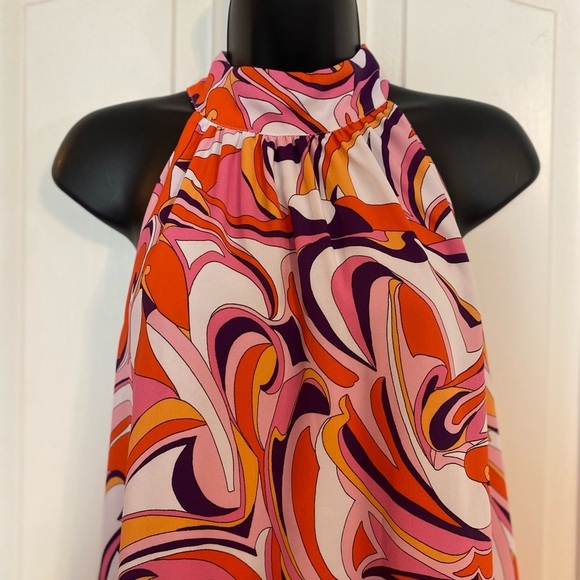 “EXPRESS” Retro Swirl Halter Neck Maxi Dress - Picture 3 of 13